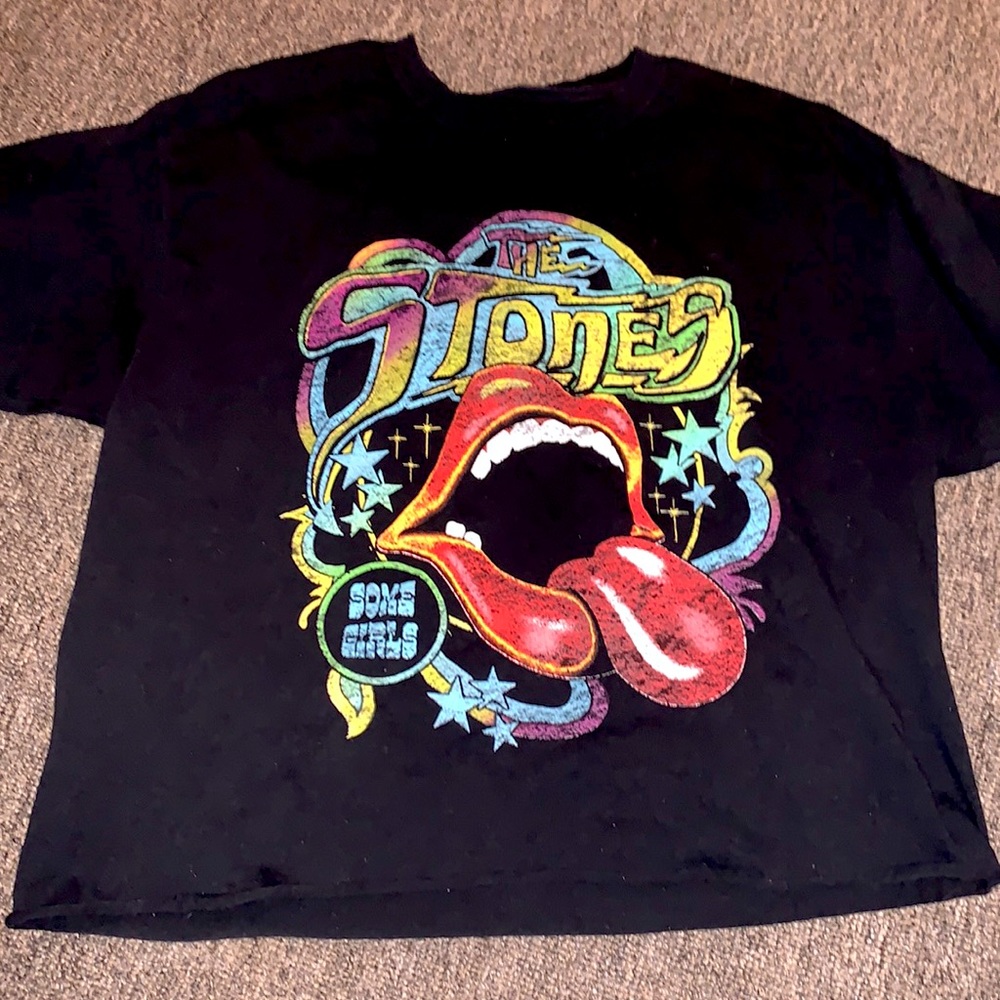 Womens rolling stones cropped tee medium